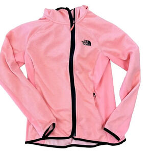 The North Face Jacket Women's Medium Neon Peach Full‎ Zip Hooded Logo Pockets
